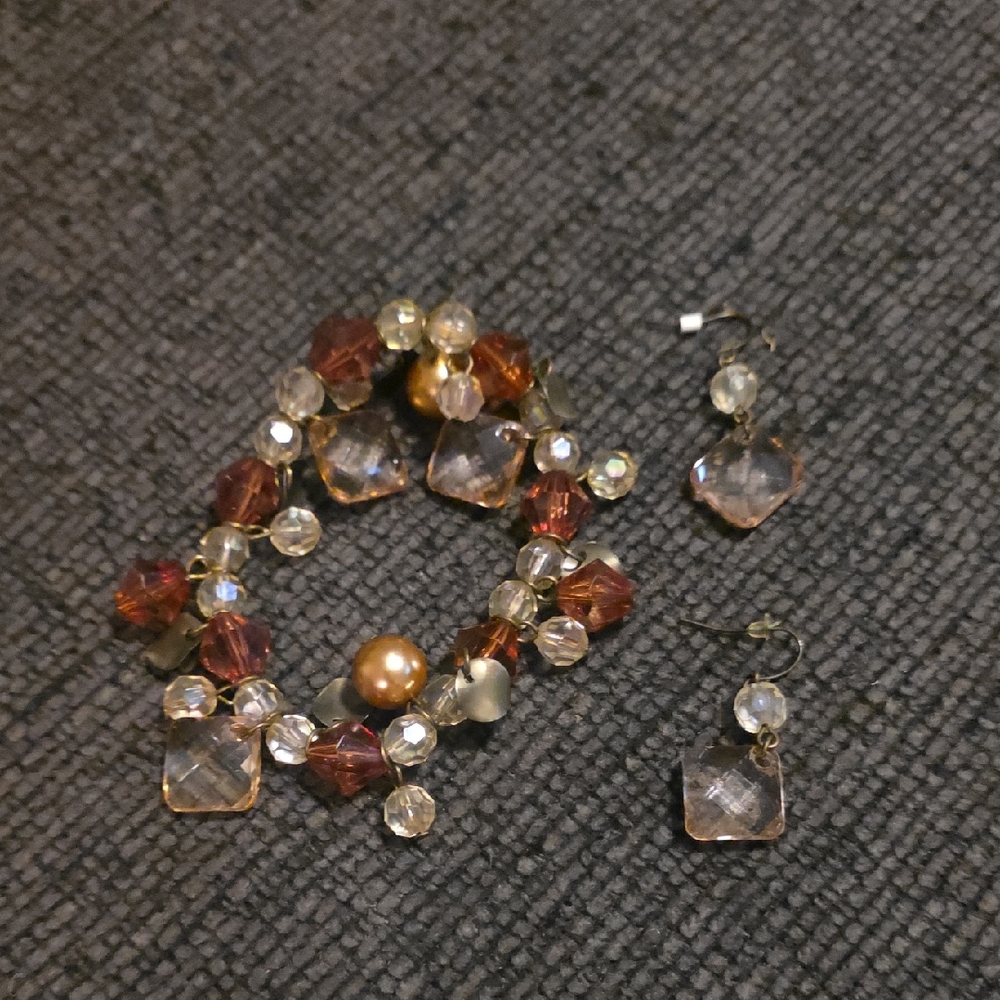 Chic Gold and Brown Beaded Bracelet Set